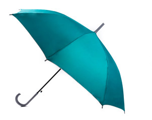 Green umbrella isolated on white background.