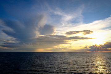 Sunset over the sea a summer evening