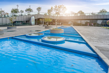 Water landscape in city square