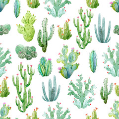 Watercolor cactus pattern