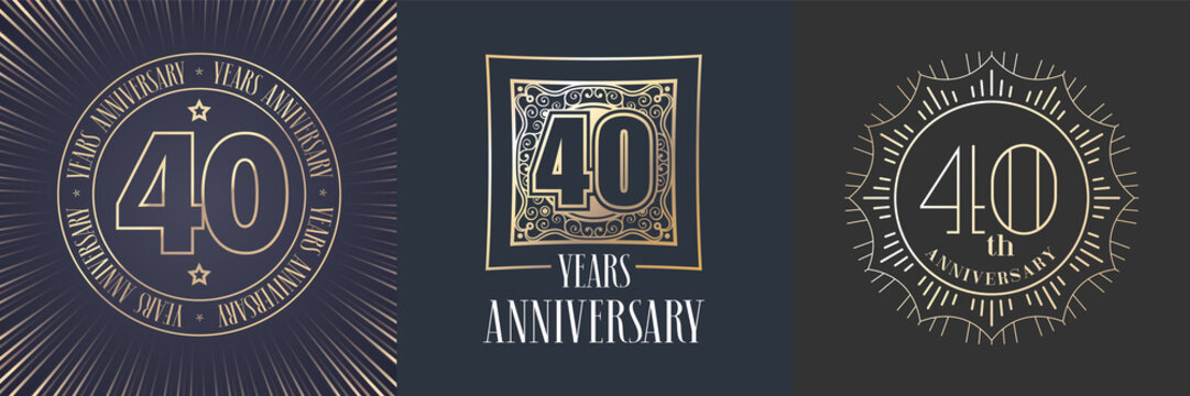 40 years anniversary vector icon, logo set