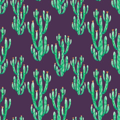 Watercolor cactus pattern