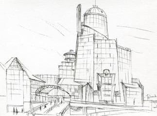 modern building  sketch