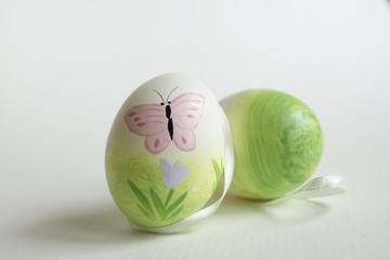 Perfect colorful handmade easter eggs isolated on a white