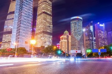 Fototapeta na wymiar Night scene of urban road in Shanghai