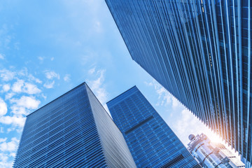 Glass walls of skyscrapers in Lujiazui, Shanghai