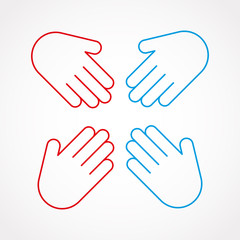 Hand gesture outline. Flat design, vector illustration