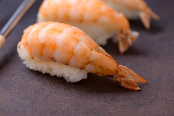 Close-up sushi with shrimp