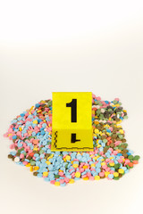 Seized pills of extasy contraband found by legal authorities during search warrant