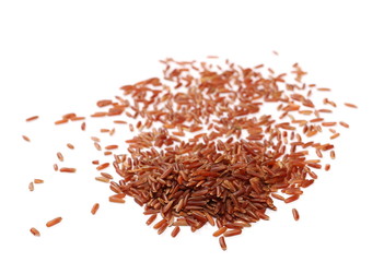 Wild red rice pile isolated on white background
