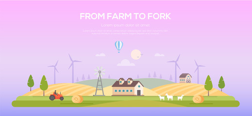 From farm to fork - modern flat design style vector illustration