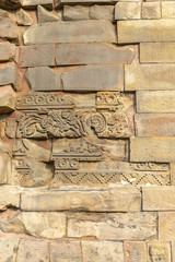 architectural detail on Dhamekh Stupa in Sarnath, Varanasi, Uttar Pradesh, India