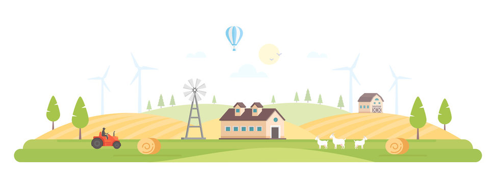 Eco village - modern flat design style vector illustration