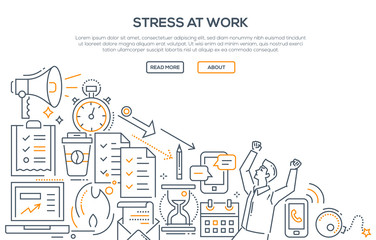 Stress at work - modern line design style illustration