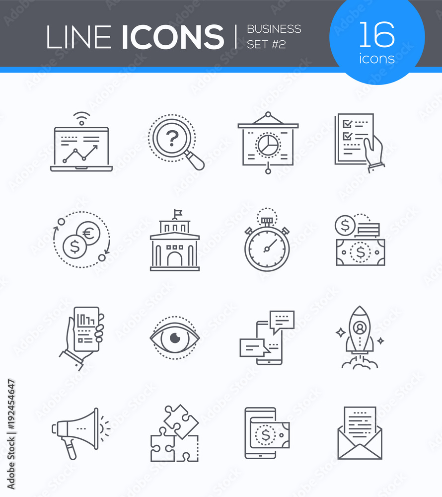 Poster business concepts - set of line design style icons business - set of line design style icons