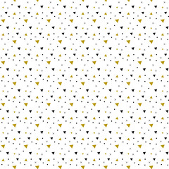 Ornament memphis Vector pattern with black and yellow triangle and drops and cross on white background