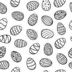 Beautiful seamless pattern of doodle easter eggs Isolated sketch. design background greeting cards and invitations to the Easter