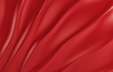 Fototapeta na wymiar Red silk drapery and fabric on the floor. 3d render