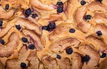 Freshly baked sweet cake with fruit