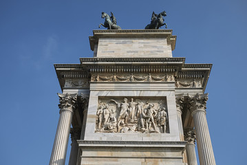 Milan, italy - February 10, 2018 : View of Arco della Pace in Milan