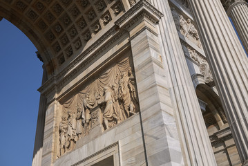 Fototapeta premium Milan, italy - February 10, 2018 : View of Arco della Pace in Milan