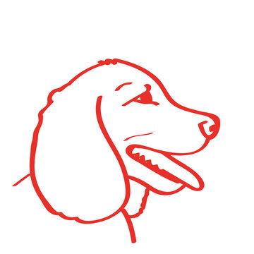 Handgezeichneter Hundekopf in rot