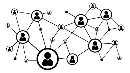 Social networking chart/graphic. Connections between people. Isolated on white