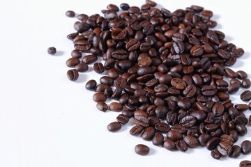 Roasted coffee beans isolated on white background