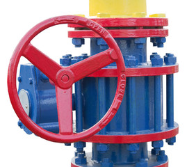 metal pipe with valve on white