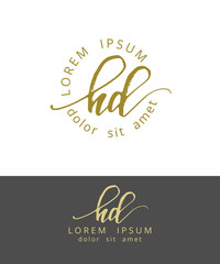 Fototapeta na wymiar H D. Handdrawn Brush Monogram Calligraphy Logo Design