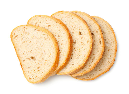 Slices of Bread Isolated on White Background