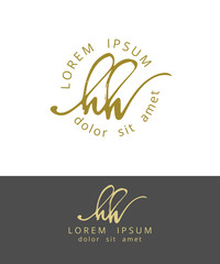 H H. Handdrawn Brush Monogram Calligraphy Logo Design