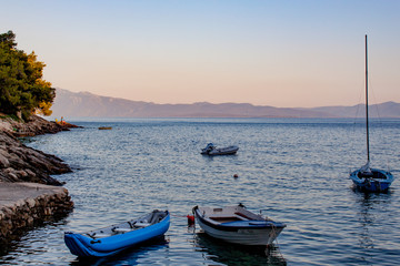 Naklejka premium Beautiful sunset over croatian coastline