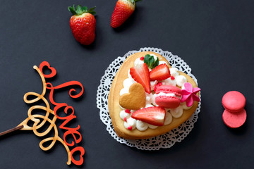 Love concept. Delicious cupcake for Valentine Day, birthday, Mother's day, women's day.