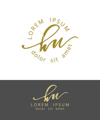 H U. Handdrawn Brush Monogram Calligraphy Logo Design