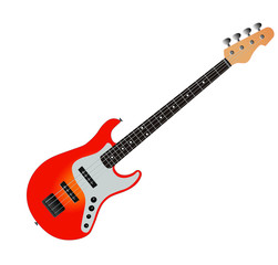 Obraz na płótnie Canvas orange four-string bass guitar