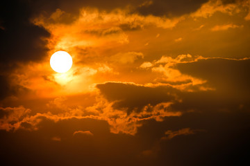 colorful dramatic sky with cloud at sunset.