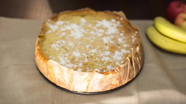 Apple pie baked. Baker opening springform pan