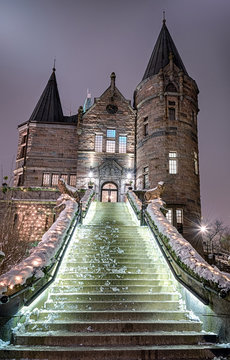 Vertical view for Teleborg castle in winter, Sweden