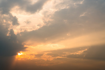 colorful dramatic sky with cloud at sunset.