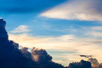 colorful dramatic sky with cloud at sunset.