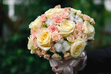 bridal bouquet with red flowers