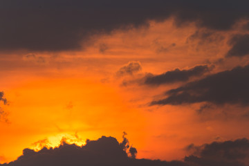 colorful dramatic sky with cloud at sunset.