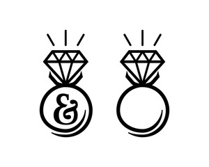 Line Art Beautiful Ring Diamond Jewelry Jewellery Jewel Symbol Logo Vector