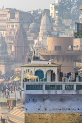 Fototapeta premium ghats at the banks of Ganges river, Varanasi, Uttar Pradesh, India
