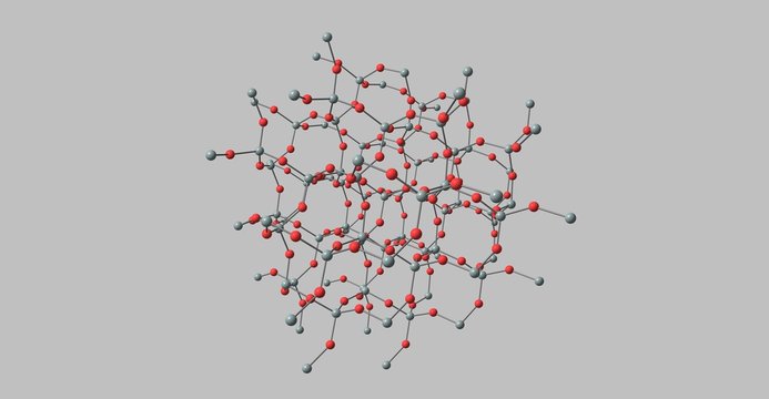 Quartz molecular structure isolated on grey background
