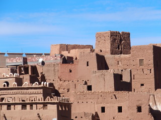 Housing estate of Tinghir old town in Atlas Mountains range landscape in southeastern Morocco