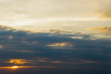 colorful dramatic sky with cloud at sunset.