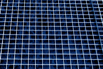 Metal grid texture in navy blue tone.