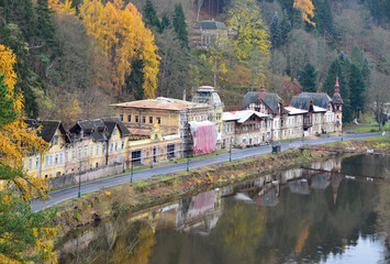 Small, village, Kyselka, with historical, houses, near Karlovy Vary,